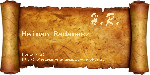 Heiman Radamesz névjegykártya